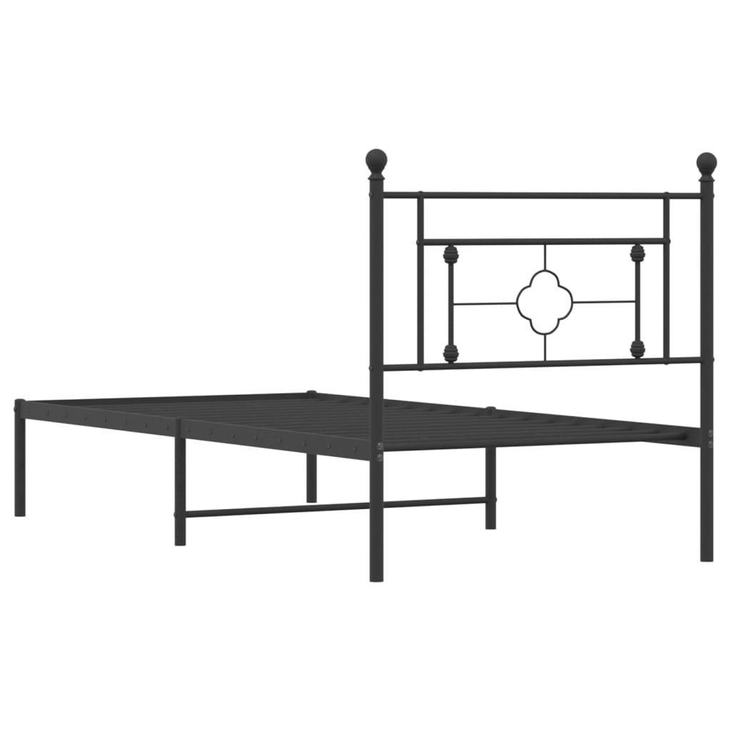 sengeramme med sengegavl 90x200 cm metal sort
