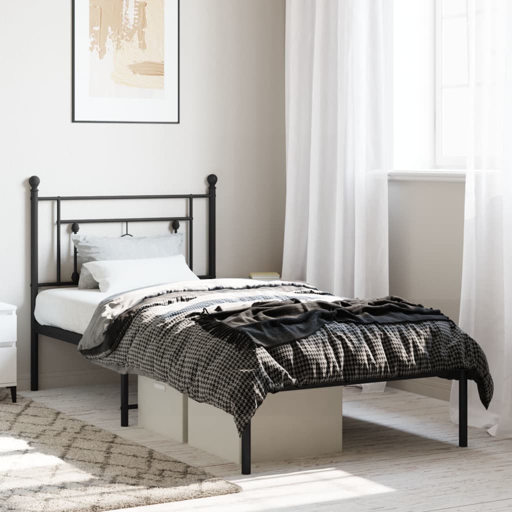 sengeramme med sengegavl 90x200 cm metal sort