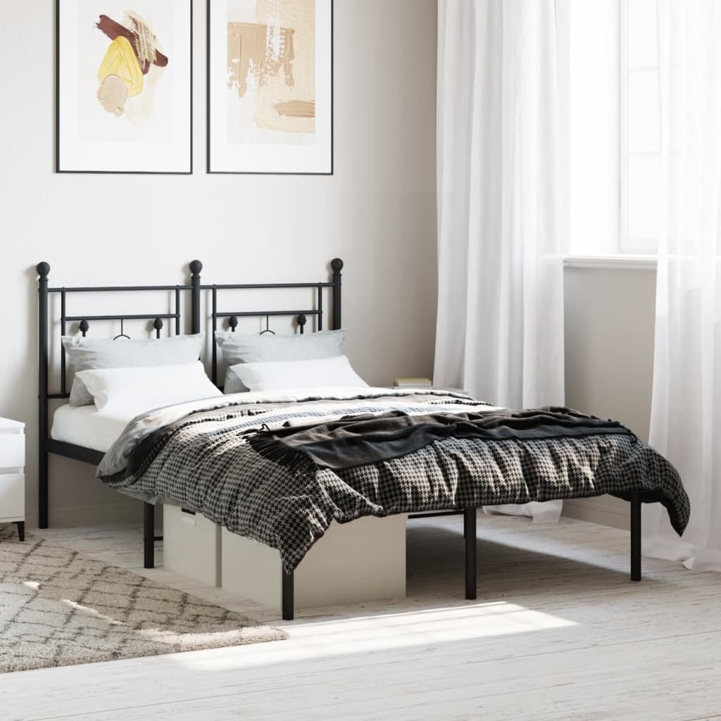 sengeramme med sengegavl 120x200 cm metal sort
