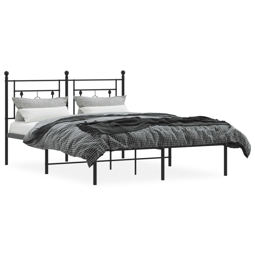 sengeramme med sengegavl 135x190 cm metal sort