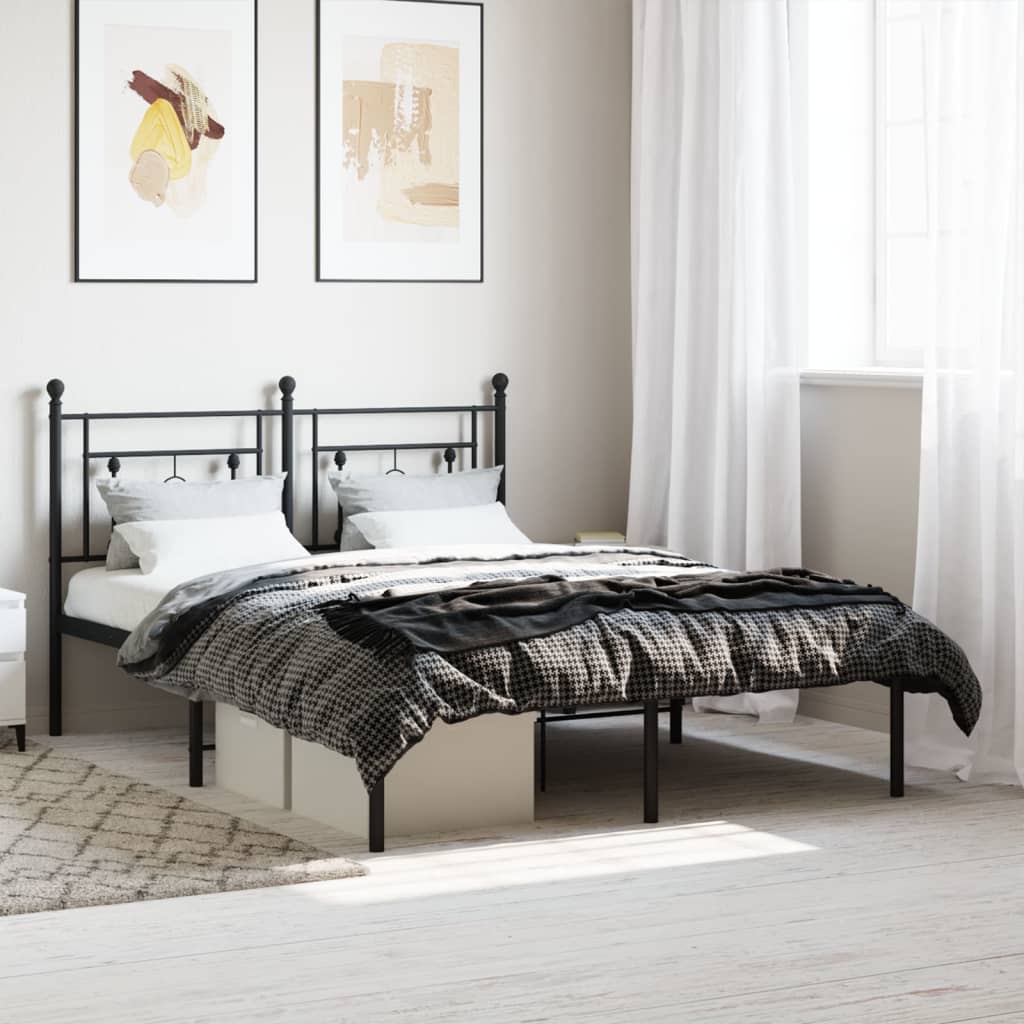sengeramme med sengegavl 135x190 cm metal sort