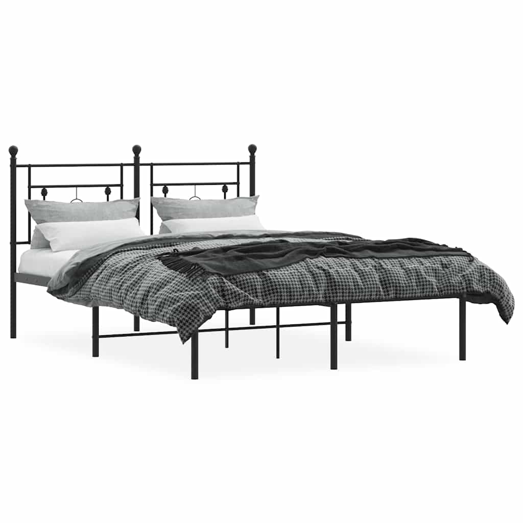 sengeramme med sengegavl 140x200 cm metal sort