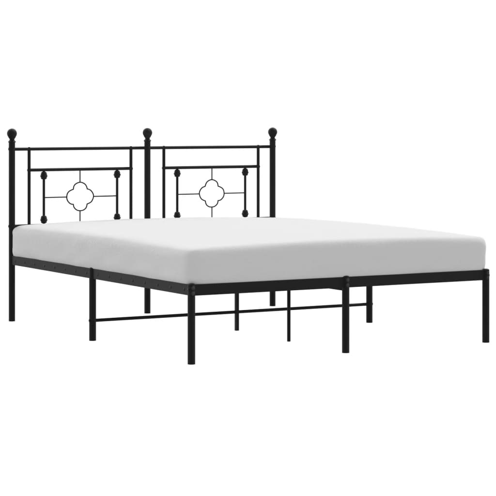 sengeramme med sengegavl 160x200 cm metal sort