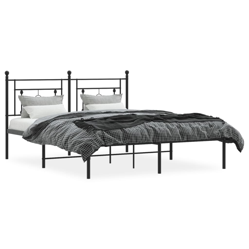 sengeramme med sengegavl 160x200 cm metal sort