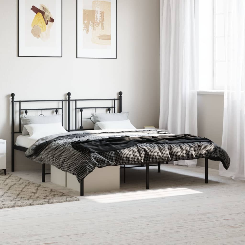 sengeramme med sengegavl 160x200 cm metal sort