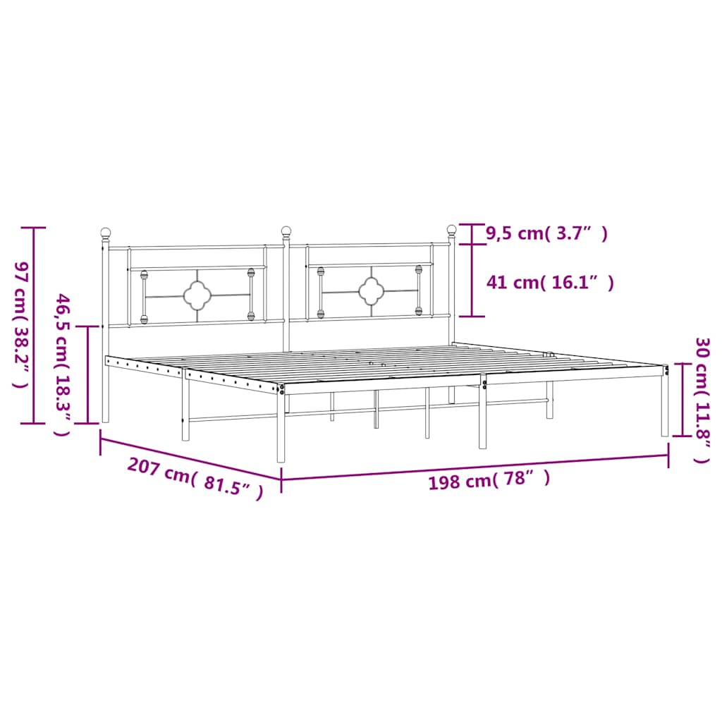 sengeramme med sengegavl 193x203 cm metal sort