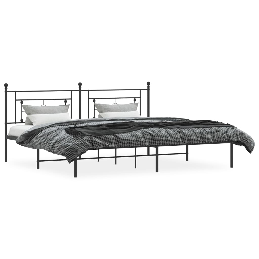 sengeramme med sengegavl 200x200 cm metal sort