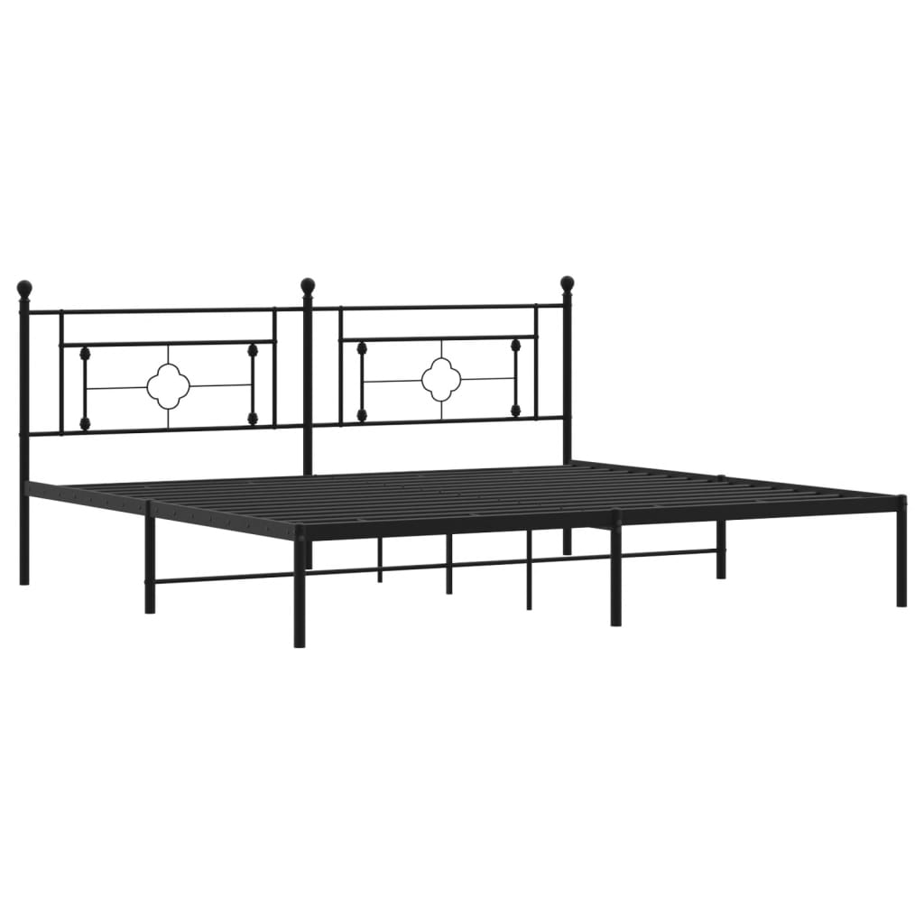 sengeramme med sengegavl 200x200 cm metal sort