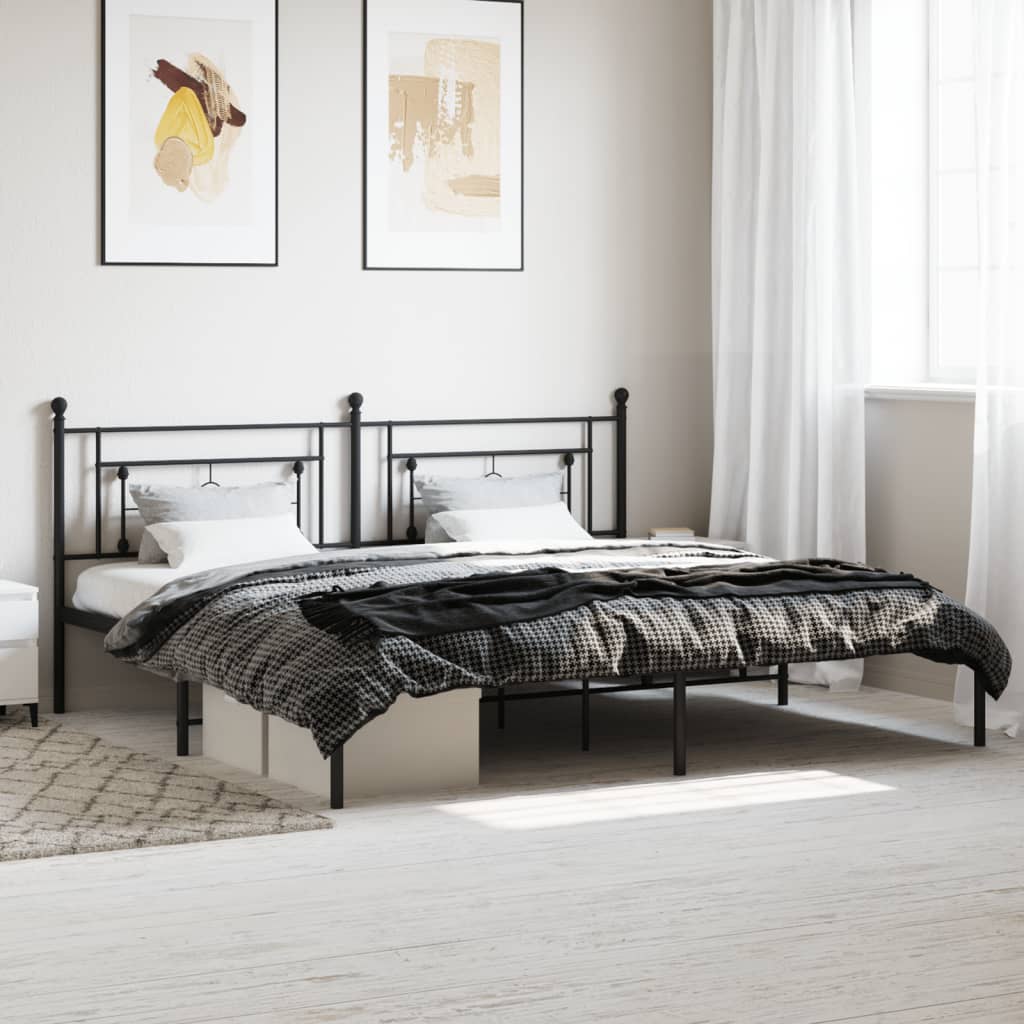 sengeramme med sengegavl 200x200 cm metal sort