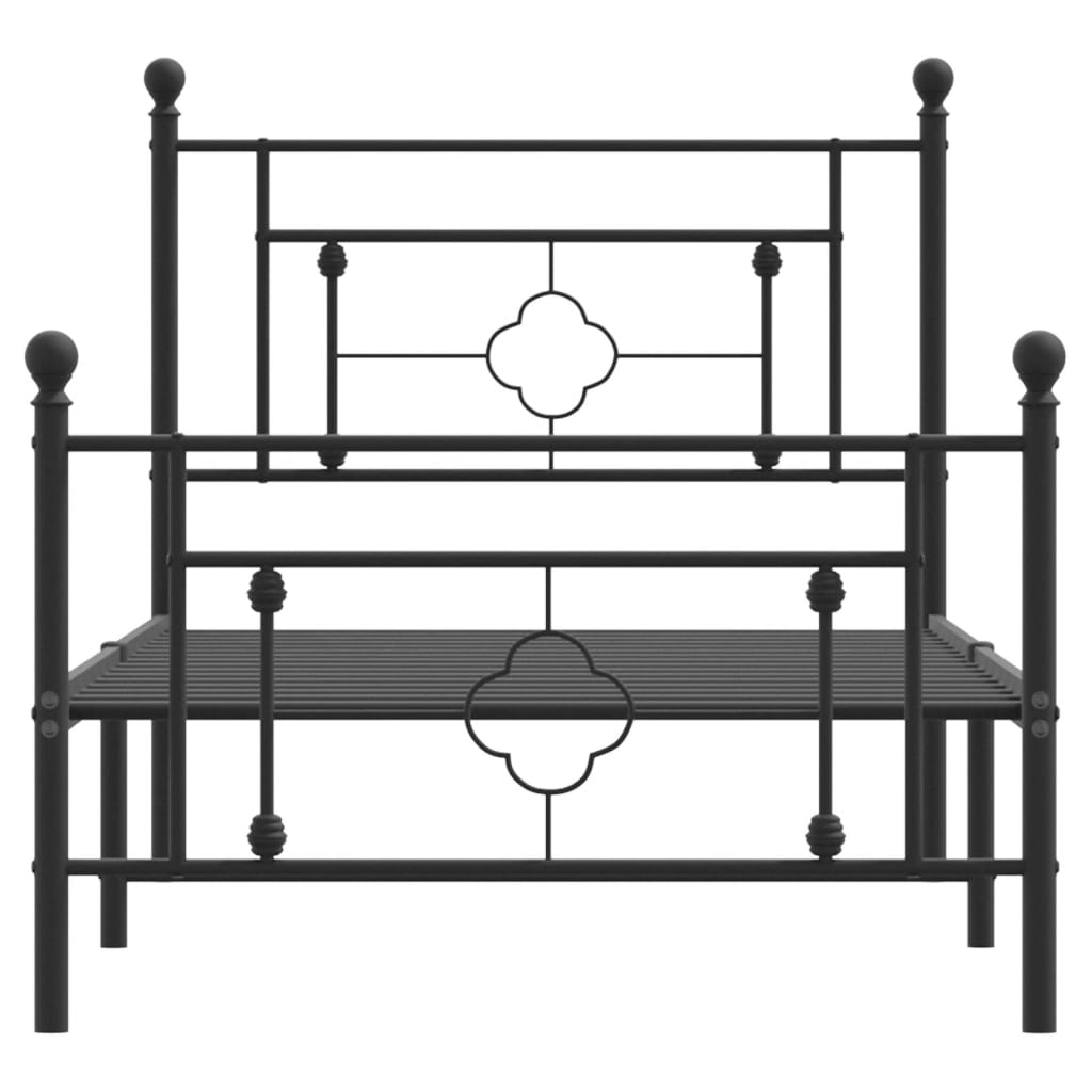 sengeramme med sengegavl og fodgærde 90x190 cm metal sort