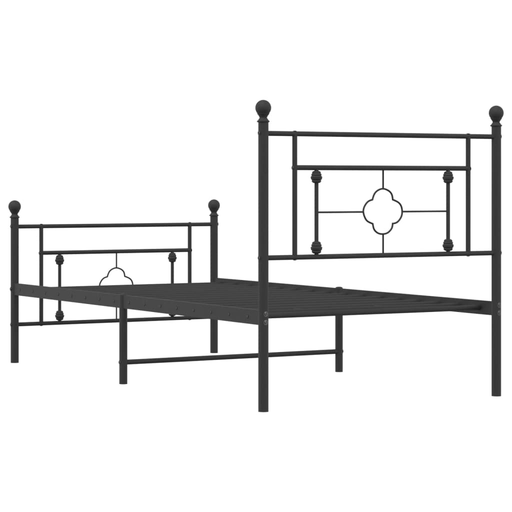 sengeramme med sengegavl og fodgærde 90x190 cm metal sort