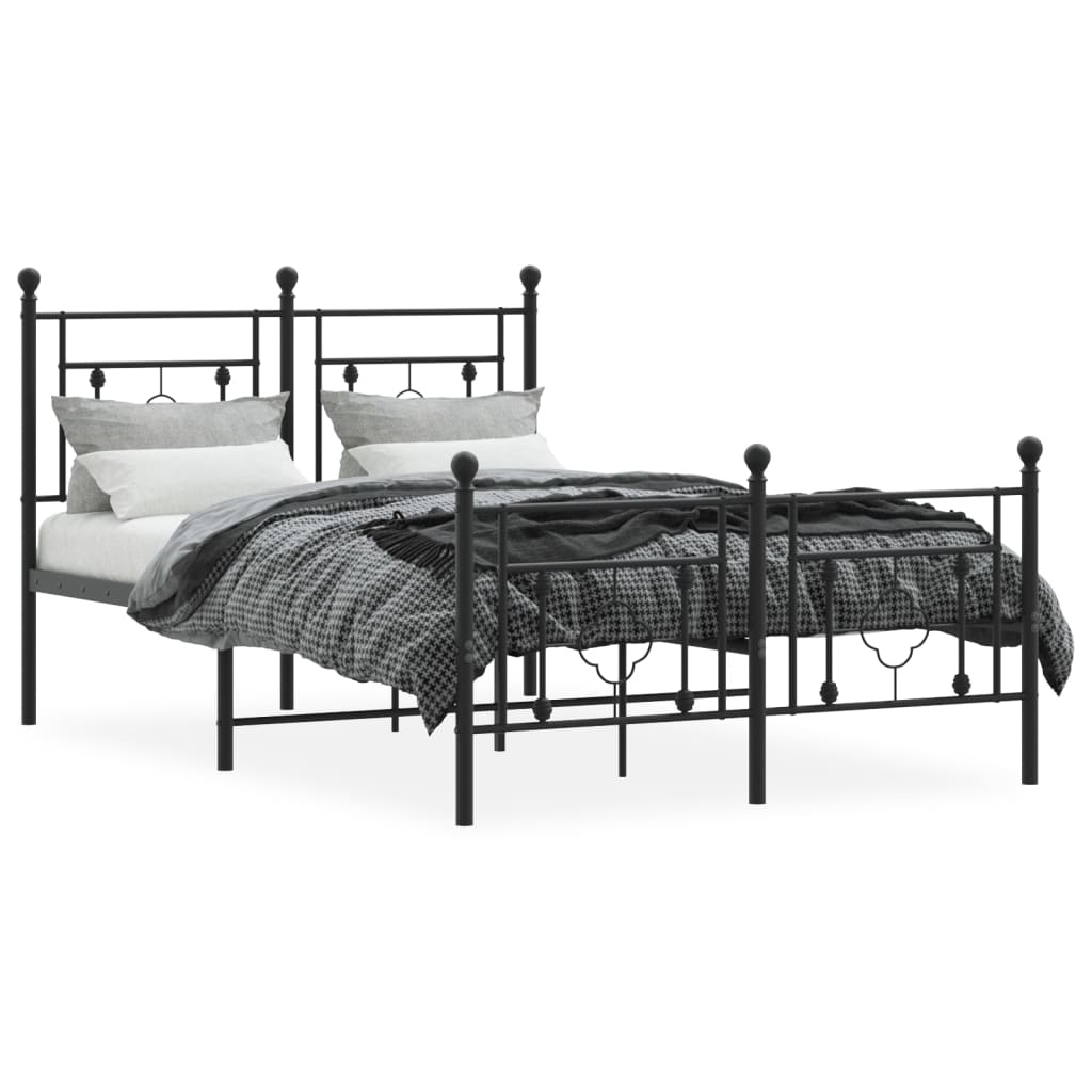 sengeramme med sengegavl og fodgærde 120x190 cm metal sort