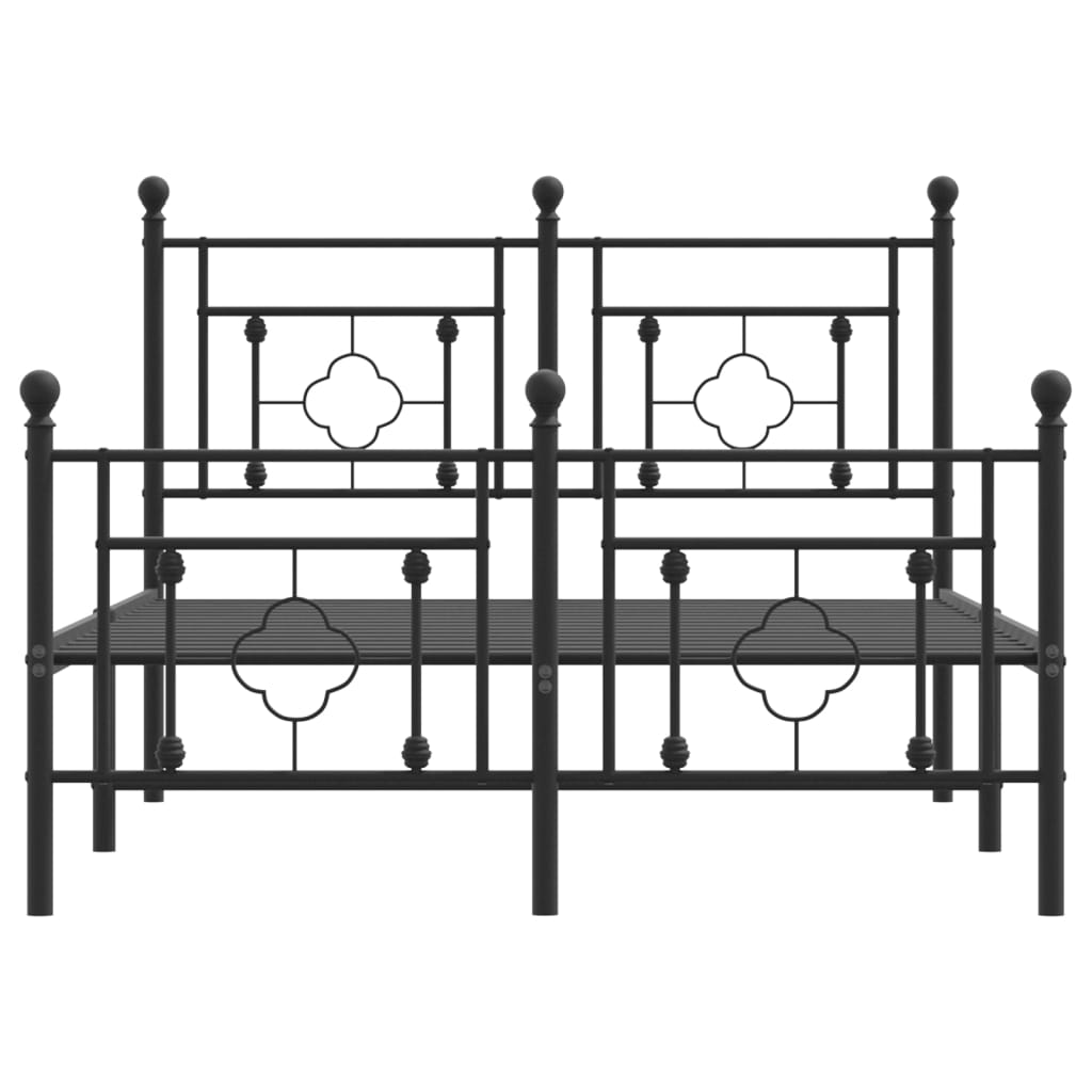 sengeramme med sengegavl og fodgærde 120x190 cm metal sort