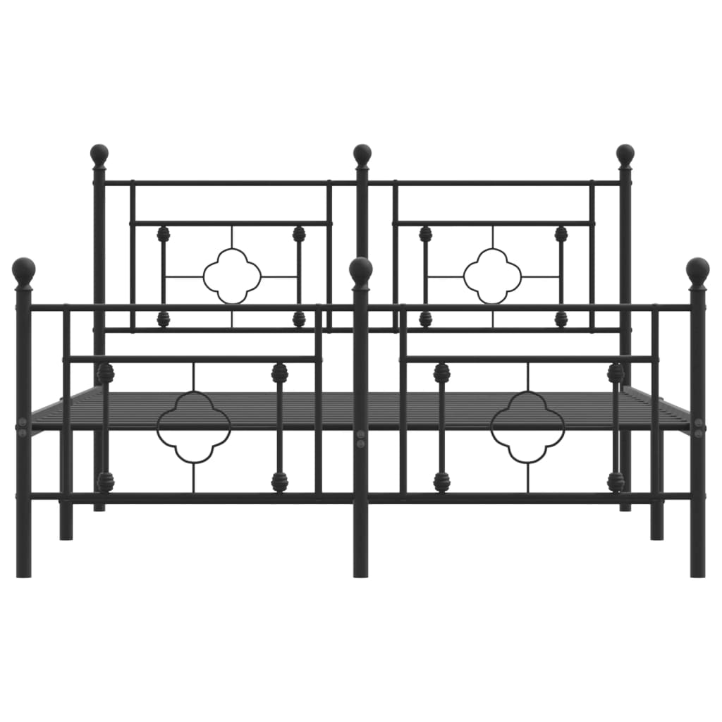 sengeramme med sengegavl og fodgærde 135x190 cm metal sort