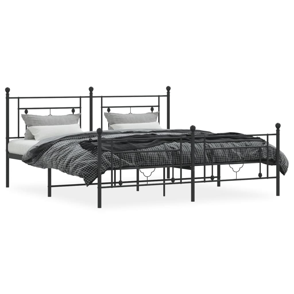 sengeramme med sengegavl og fodgærde 183x213 cm metal sort