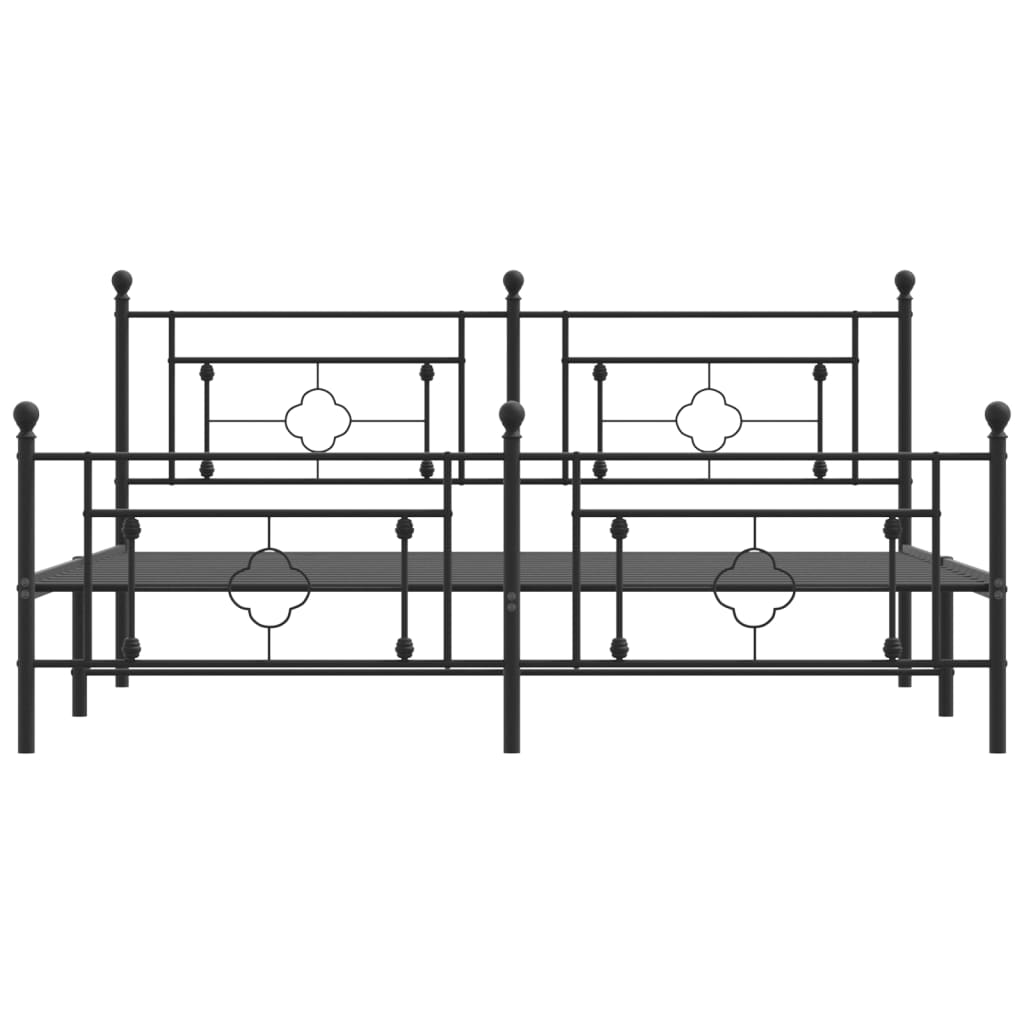 sengeramme med sengegavl og fodgærde 183x213 cm metal sort