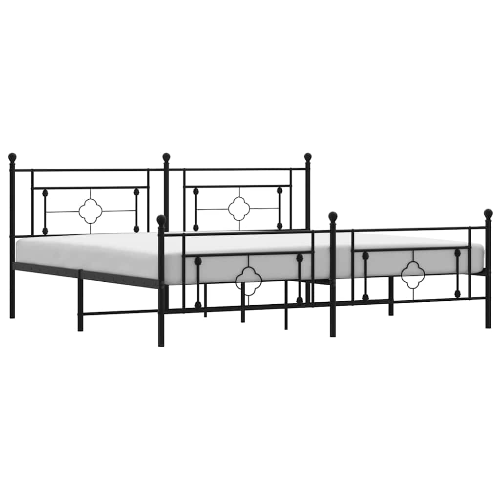 sengeramme med sengegavl og fodgærde 193x203 cm metal sort