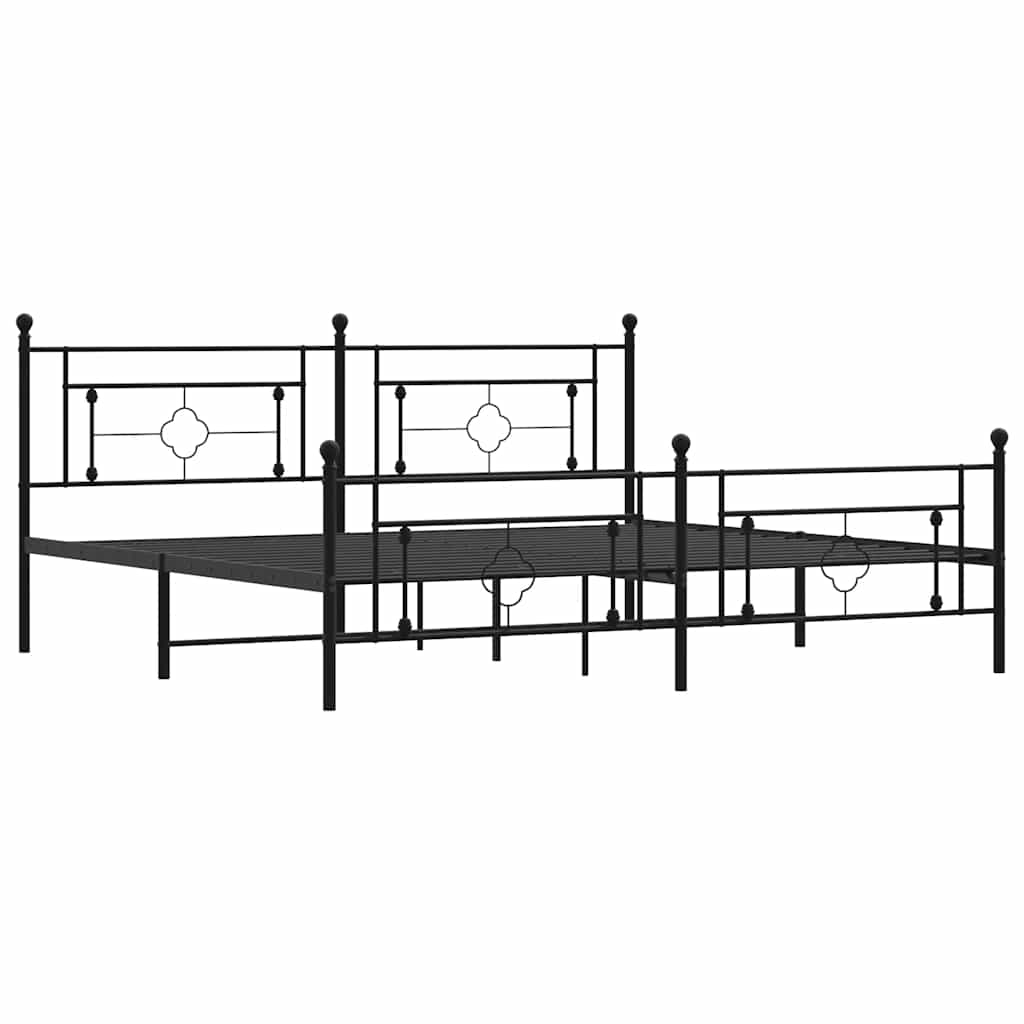sengeramme med sengegavl og fodgærde 193x203 cm metal sort