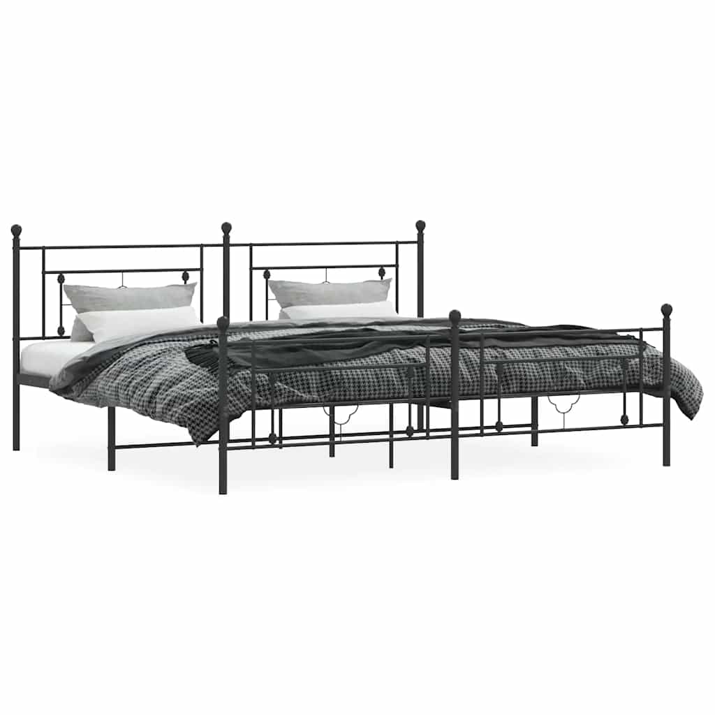 sengeramme med sengegavl og fodgærde 193x203 cm metal sort