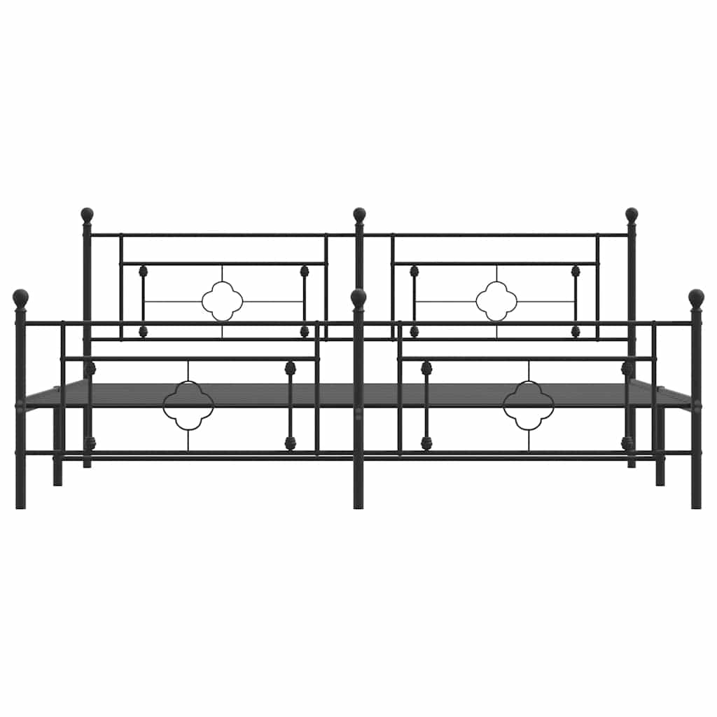 sengeramme med sengegavl og fodgærde 193x203 cm metal sort