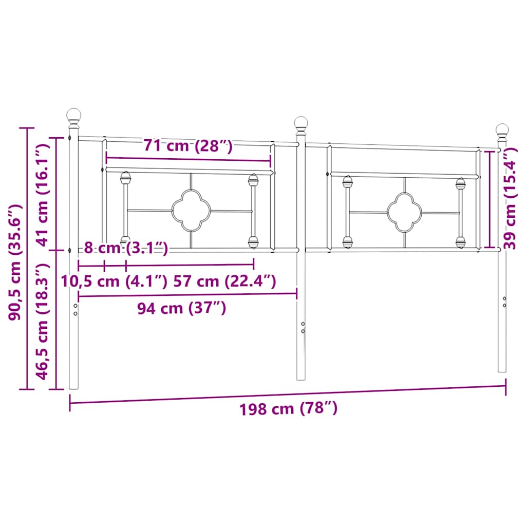 udskiftningsgavl 193 cm metal sort