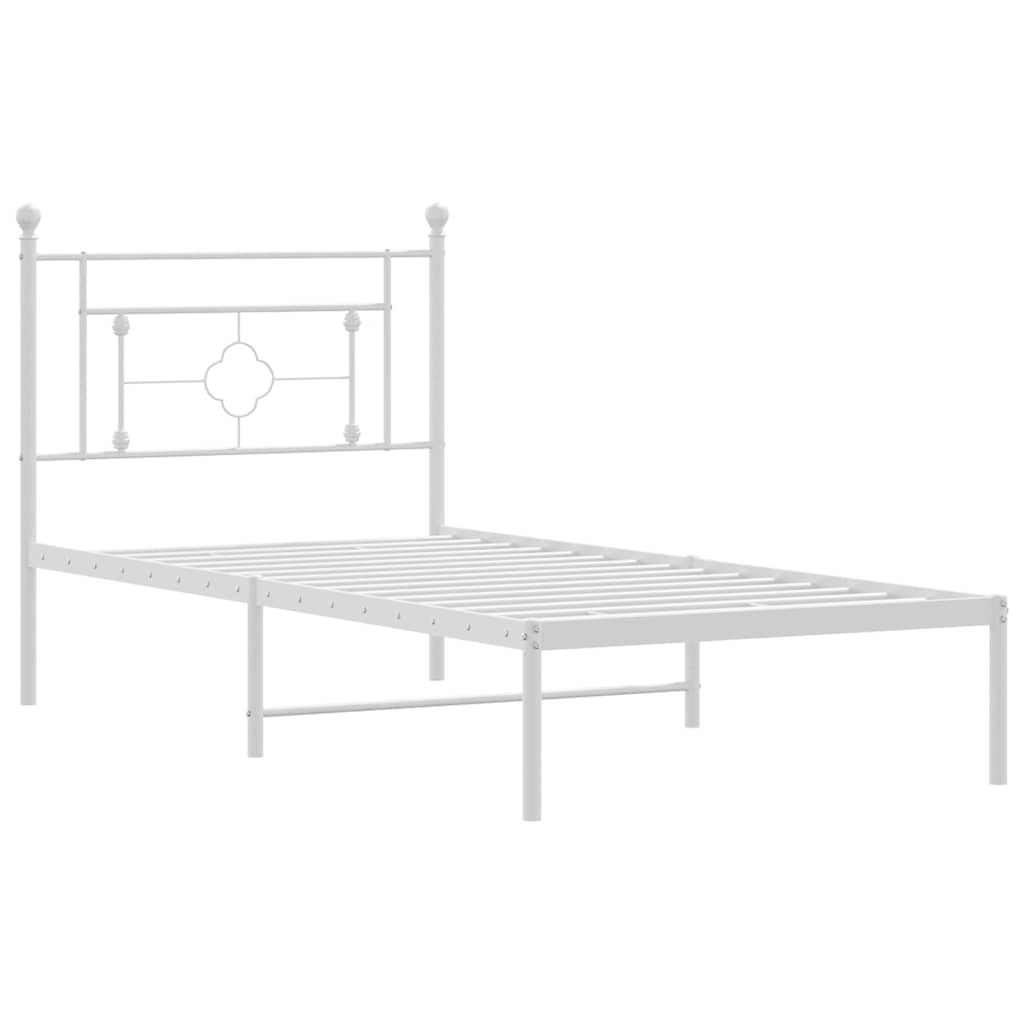 sengeramme med sengegavl 100x200 cm metal hvid