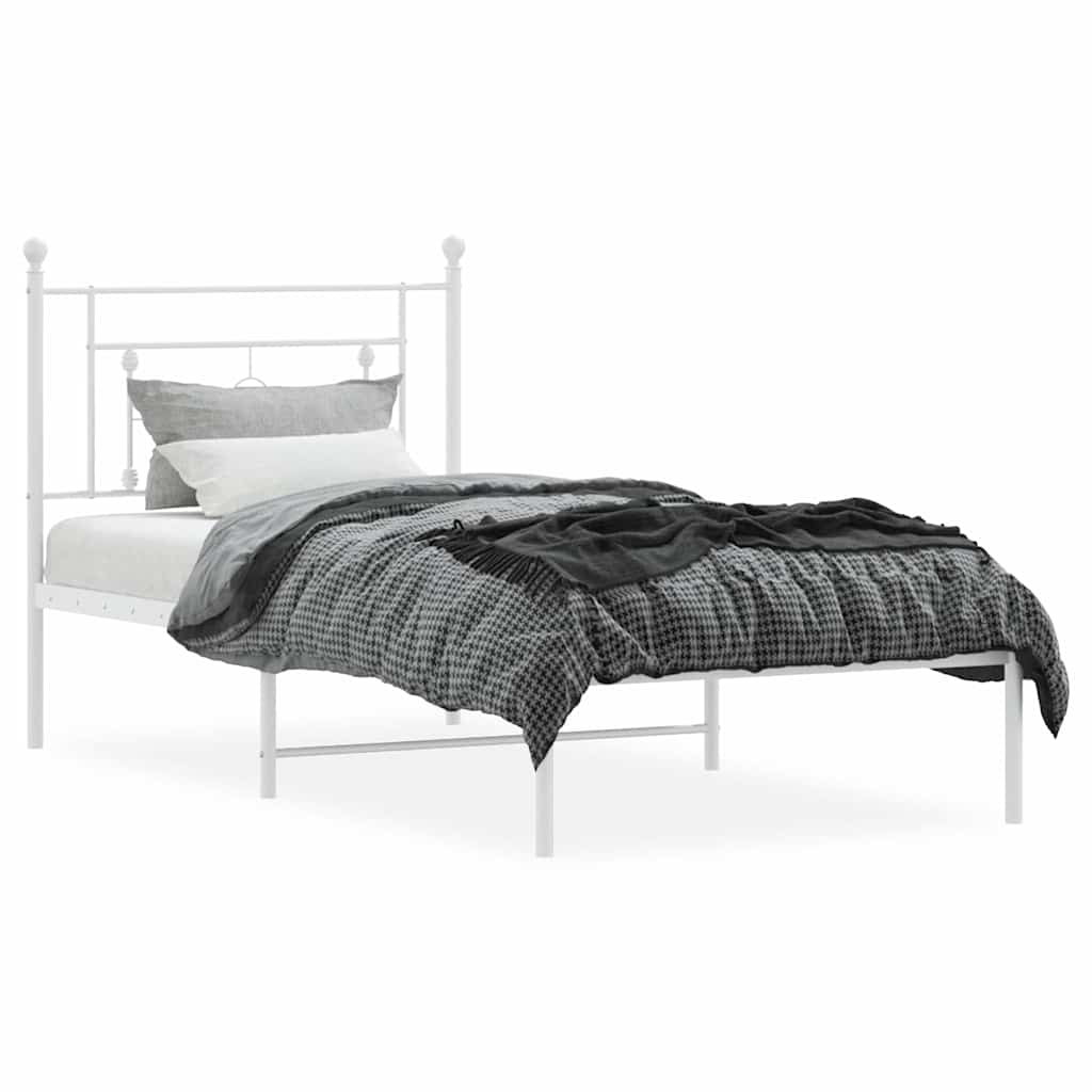 sengeramme med sengegavl 100x200 cm metal hvid
