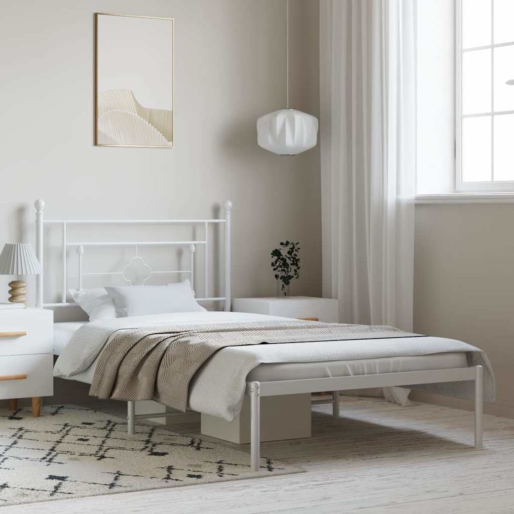 sengeramme med sengegavl 100x200 cm metal hvid