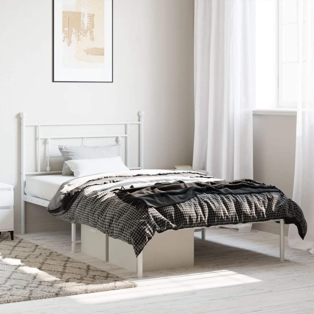 sengeramme med sengegavl 107x203 cm metal hvid