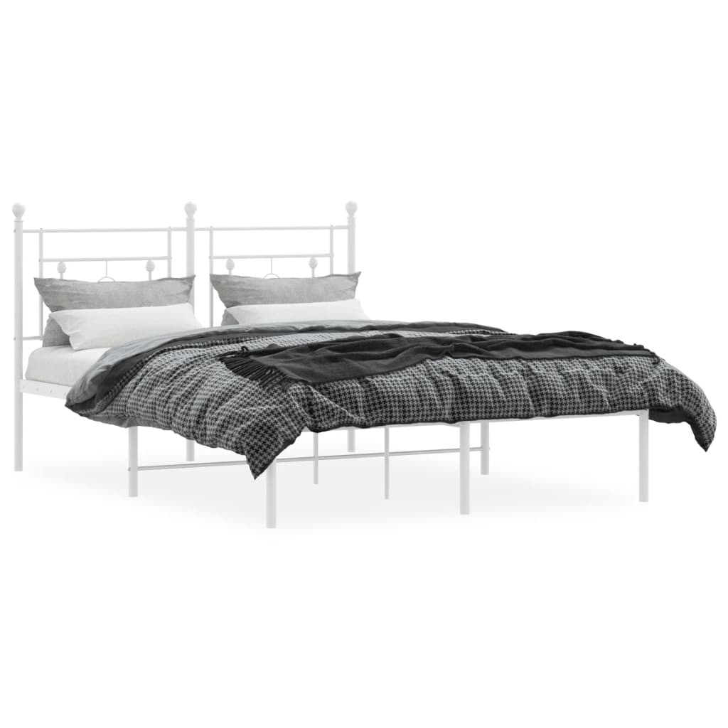 sengeramme med sengegavl 135x190 cm metal hvid
