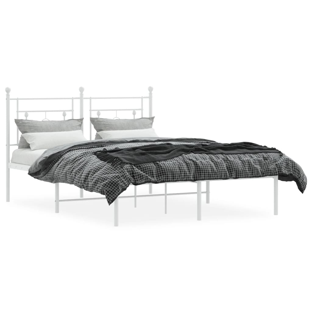 sengeramme med sengegavl 140x190 cm metal hvid