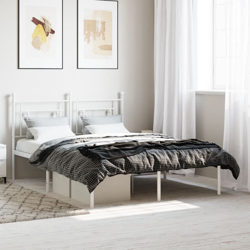 sengeramme med sengegavl 140x190 cm metal hvid