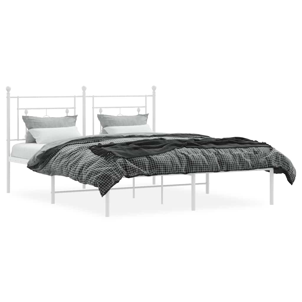 sengeramme med sengegavl 150x200 cm metal hvid