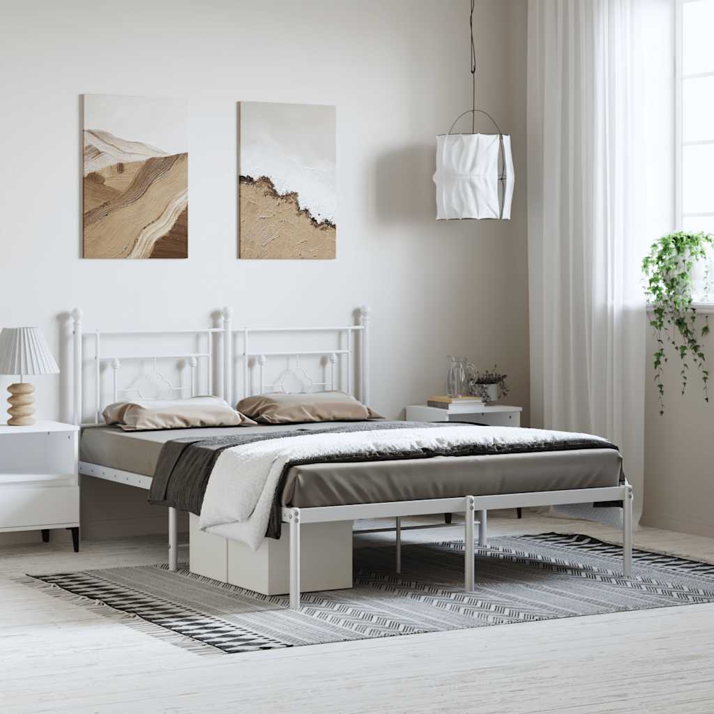 sengeramme med sengegavl 150x200 cm metal hvid