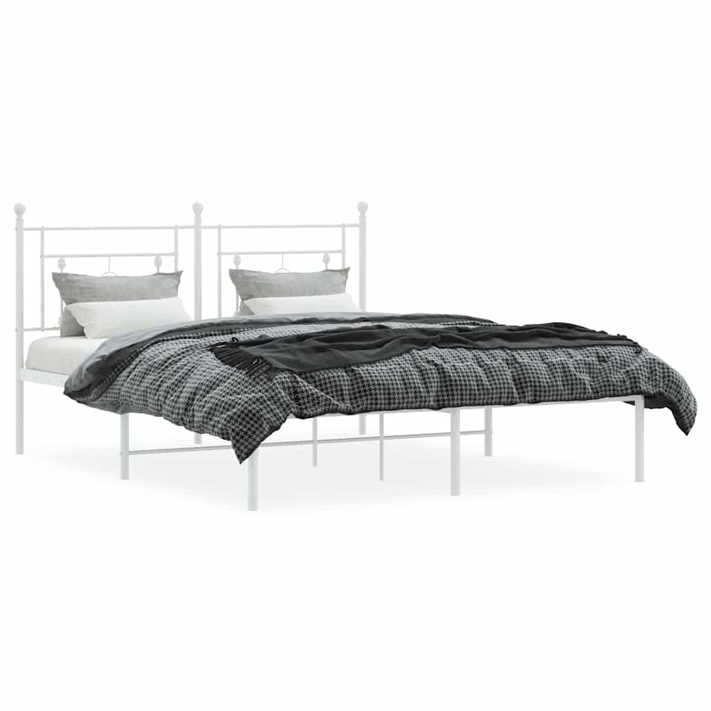 sengeramme med sengegavl 160x200 cm metal hvid
