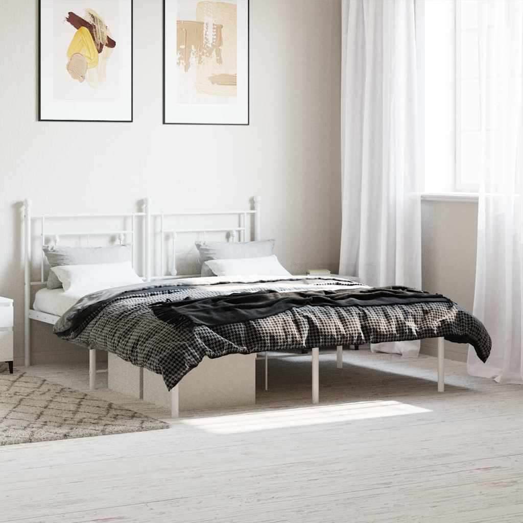 sengeramme med sengegavl 160x200 cm metal hvid