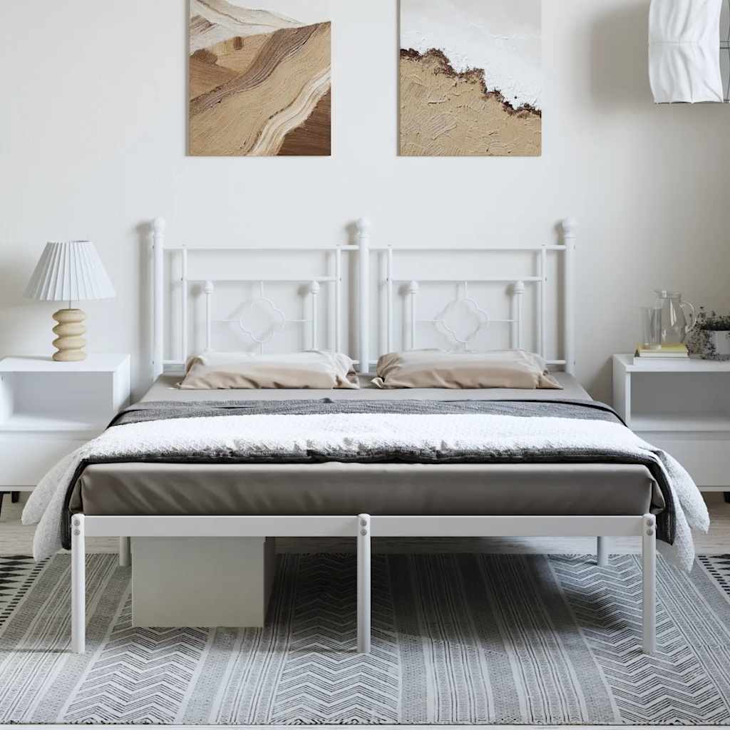 sengeramme med sengegavl 193x203 cm metal hvid
