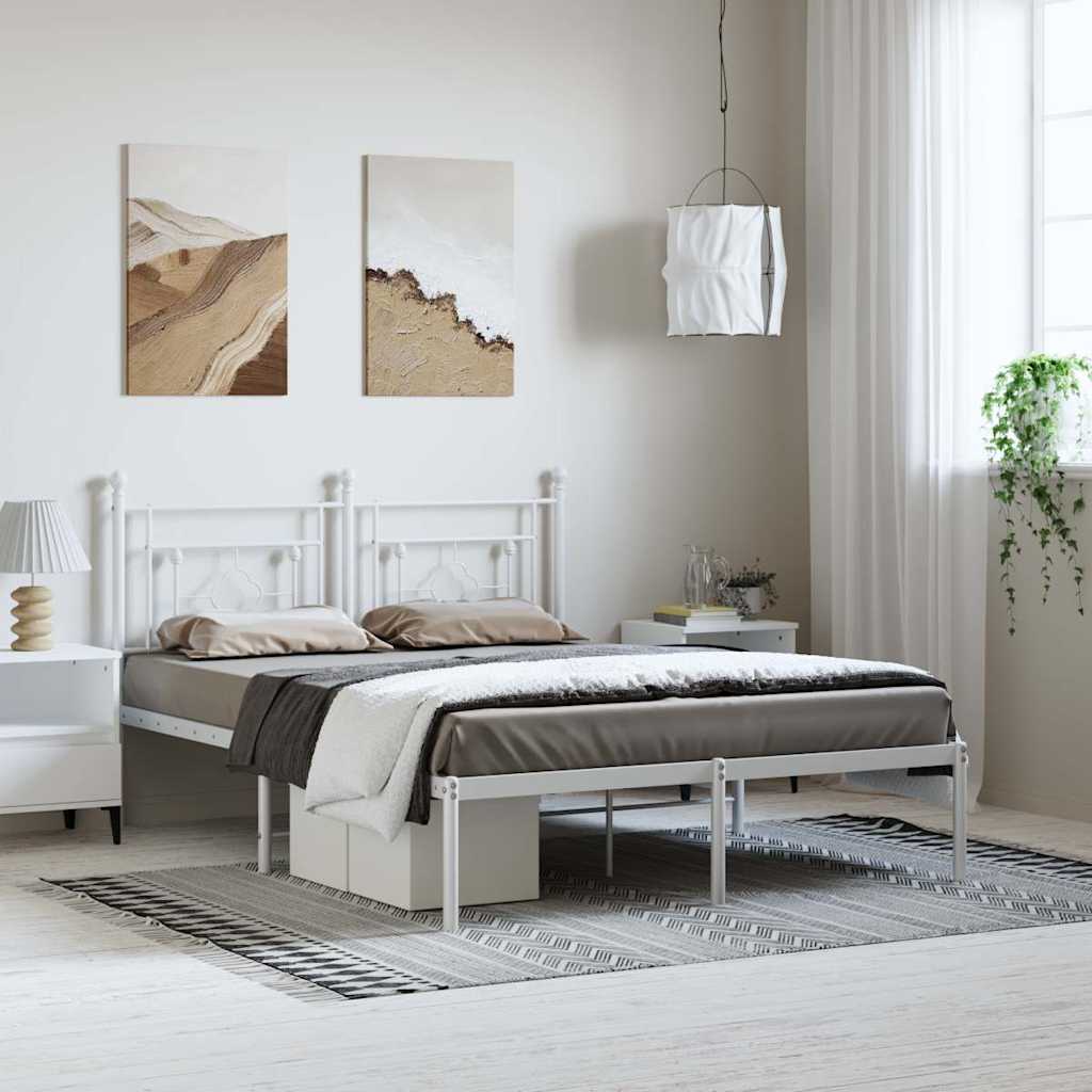 sengeramme med sengegavl 193x203 cm metal hvid