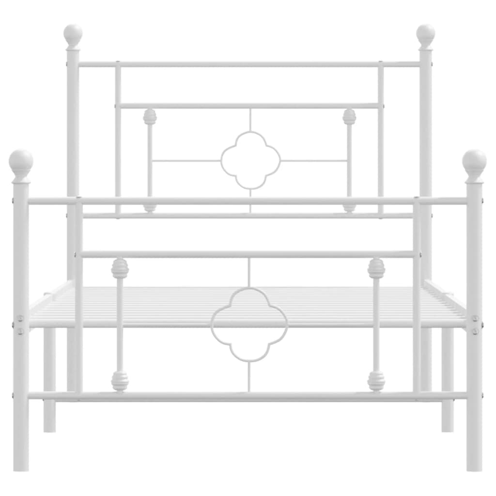sengeramme med sengegavl og fodgærde 100x190 cm metal hvid