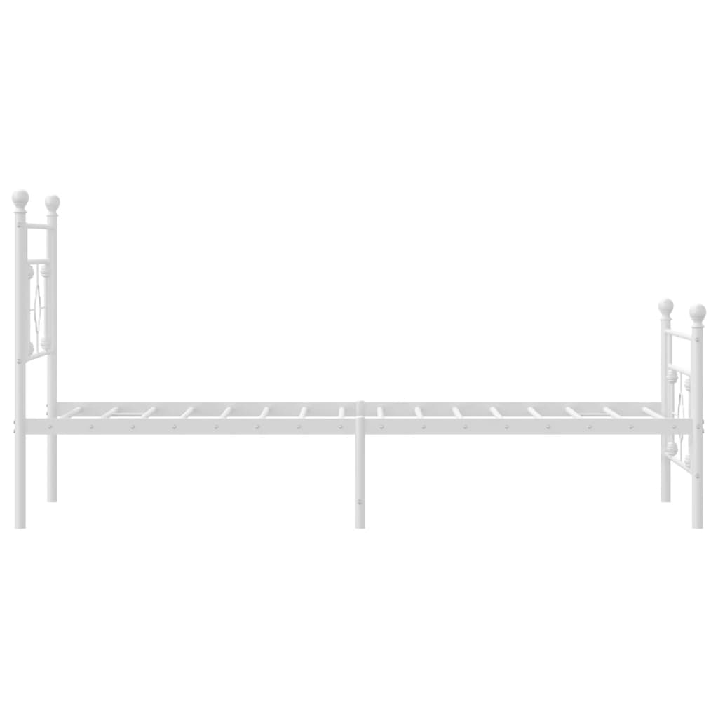 sengeramme med sengegavl og fodgærde 100x190 cm metal hvid