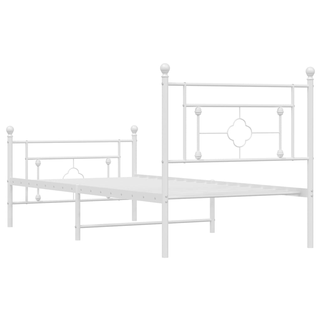 sengeramme med sengegavl og fodgærde 100x190 cm metal hvid