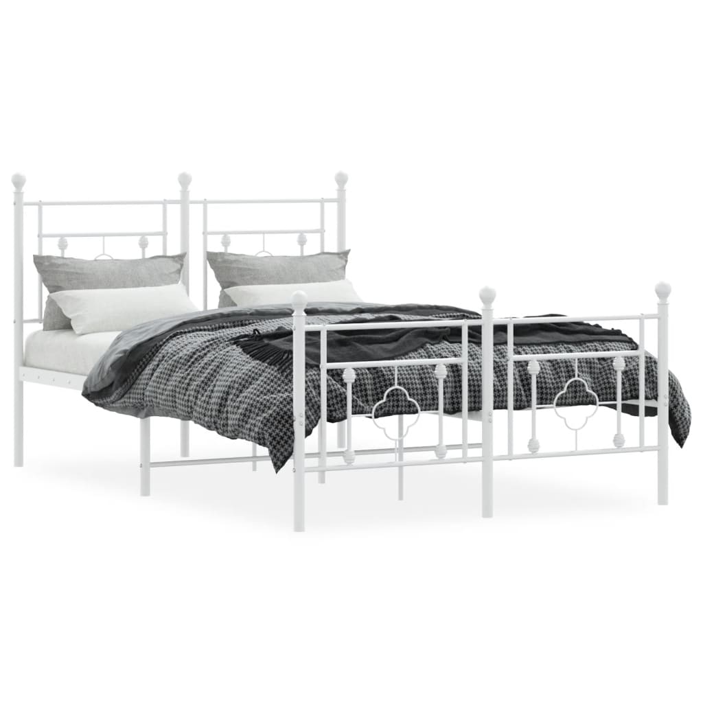 sengeramme med sengegavl og fodgærde 120x190 cm metal hvid