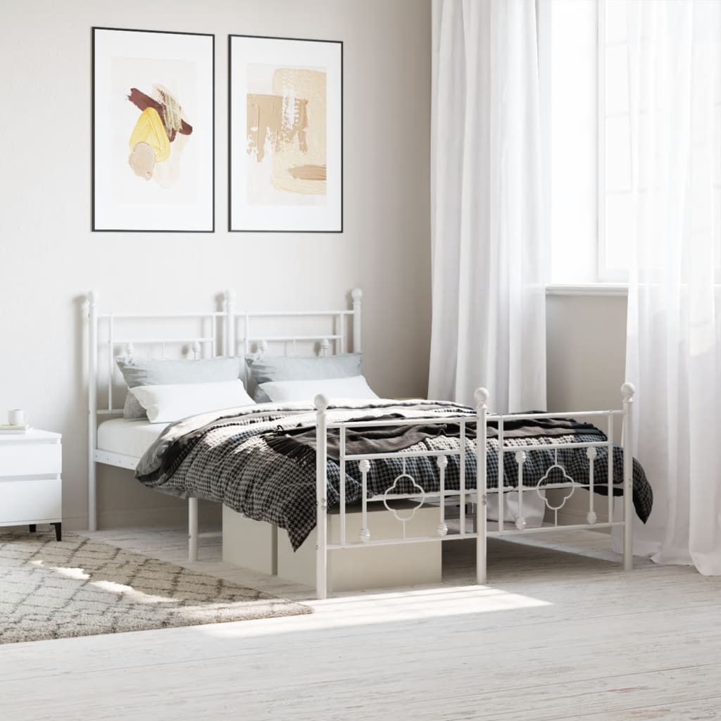 sengeramme med sengegavl og fodgærde 120x190 cm metal hvid