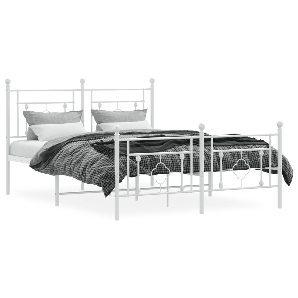 sengeramme med sengegavl og fodgærde 135x190 cm metal hvid