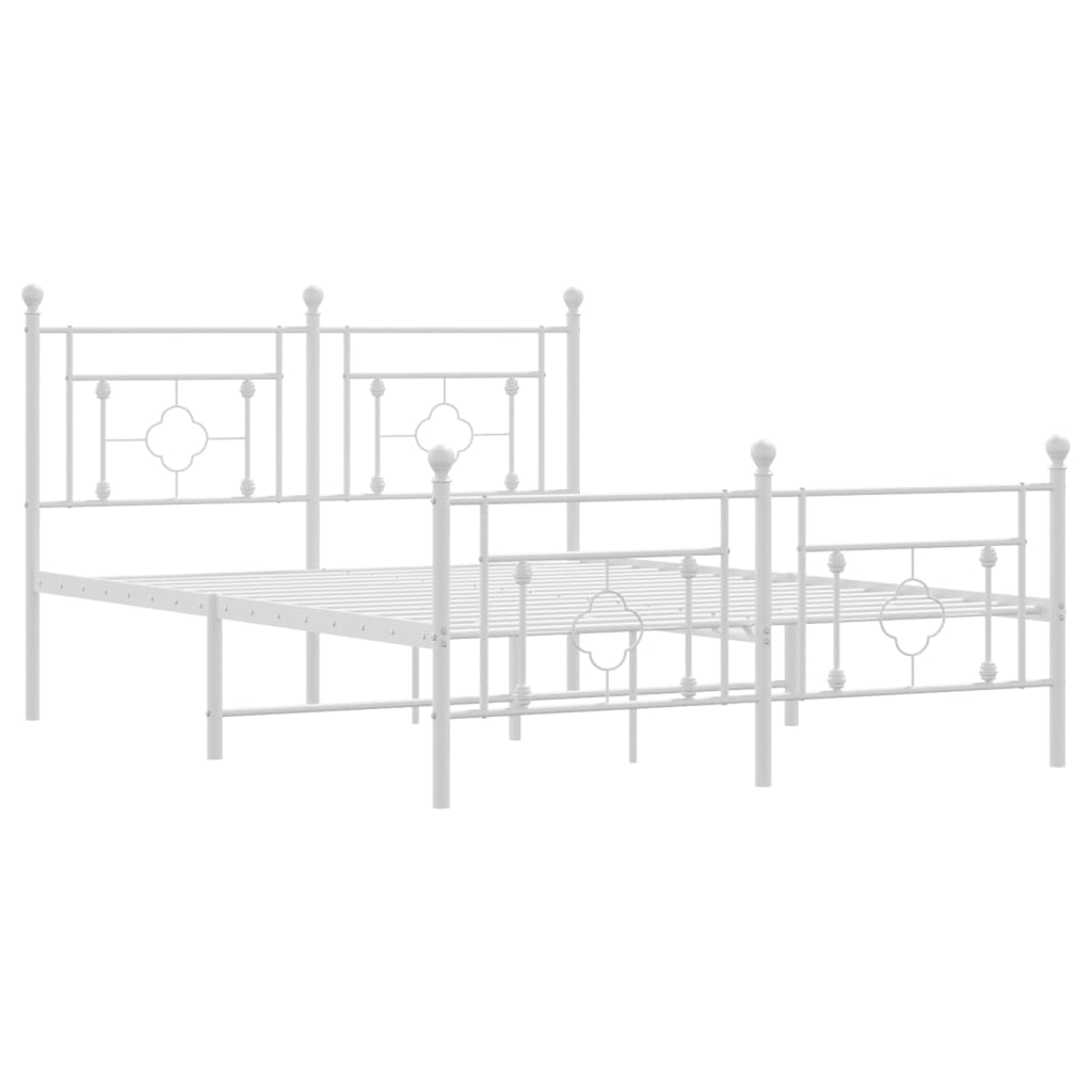 sengeramme med sengegavl og fodgærde 135x190 cm metal hvid