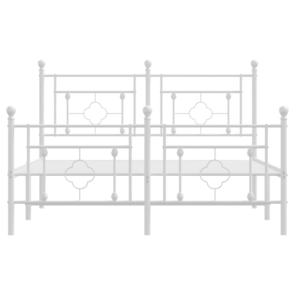 sengeramme med sengegavl og fodgærde 135x190 cm metal hvid