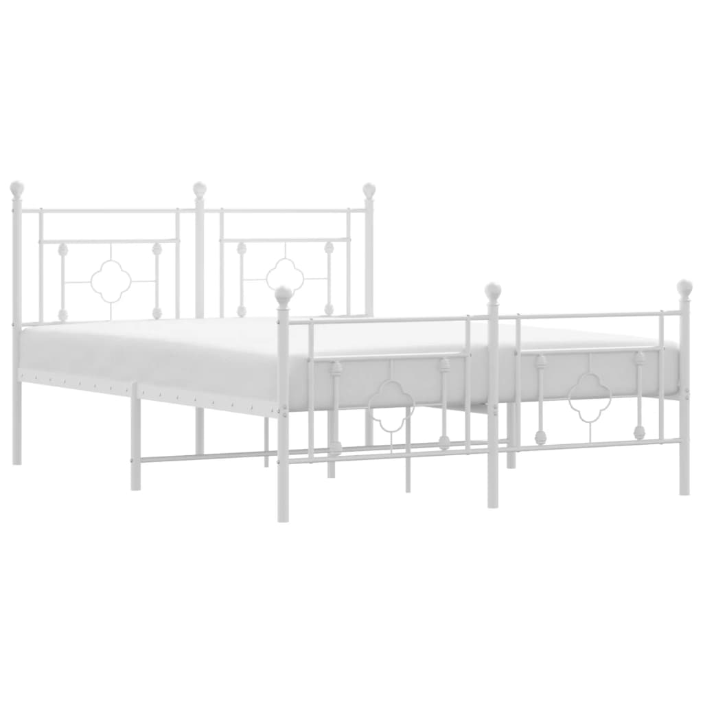 sengeramme med sengegavl og fodgærde 140x200 cm metal hvid