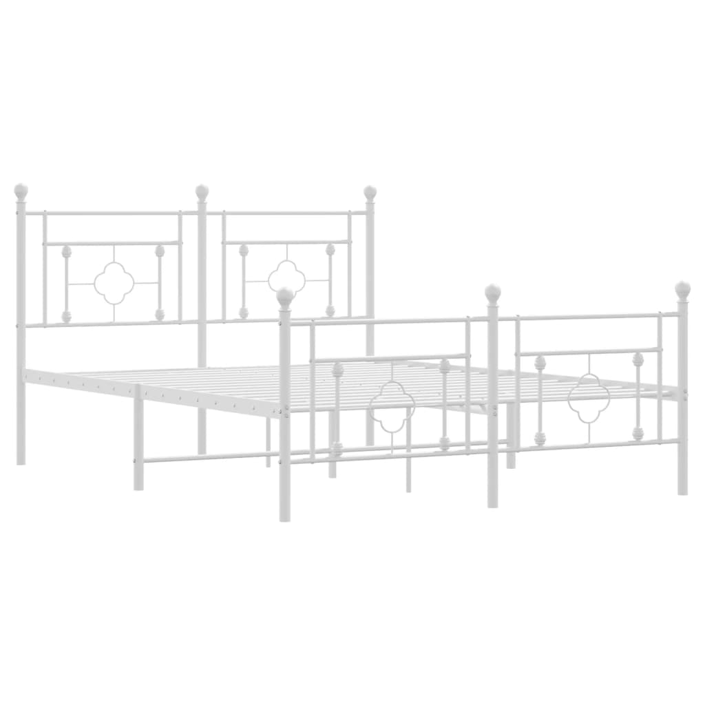 sengeramme med sengegavl og fodgærde 140x200 cm metal hvid