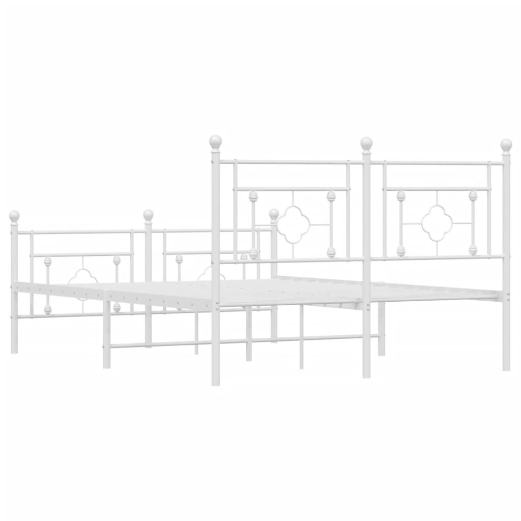 sengeramme med sengegavl og fodgærde 140x200 cm metal hvid