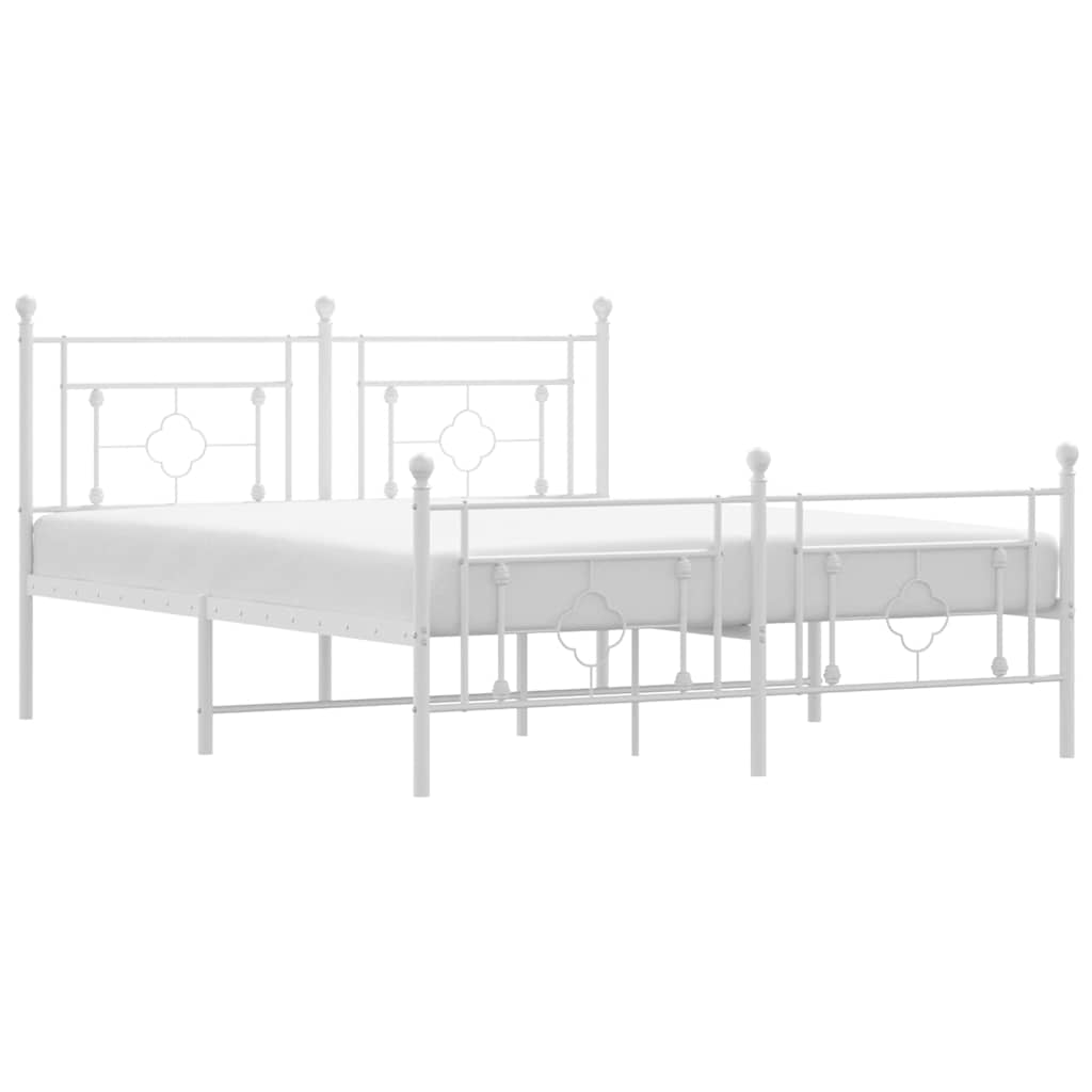 sengeramme med sengegavl og fodgærde 150x200 cm metal hvid